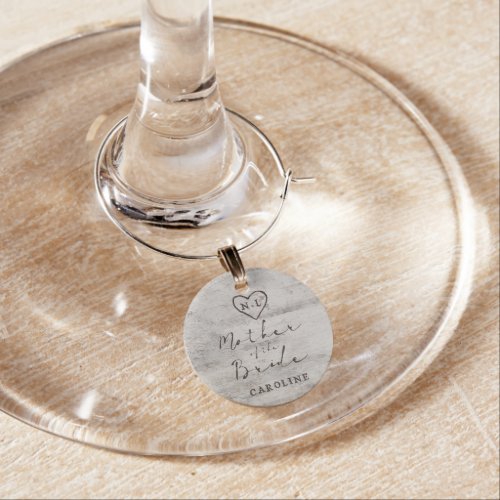 Carved Sweetheart Mother of the Bride Personalized Wine Charm