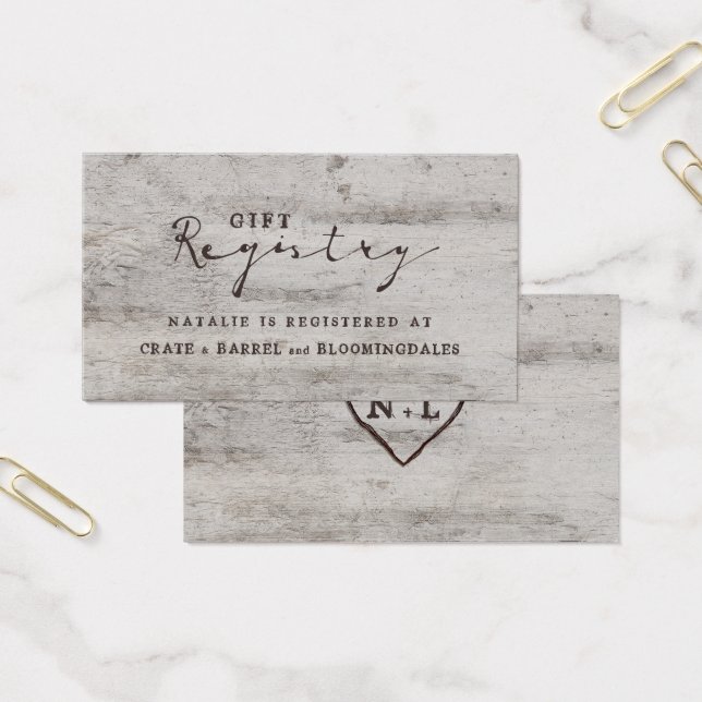 Carved Sweetheart Shower Gift Registry Insert Card (Office)