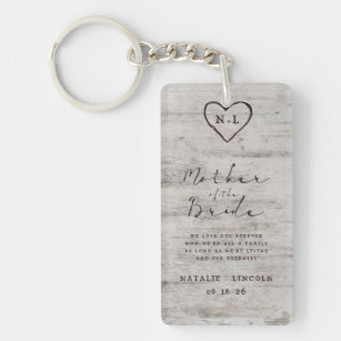 Carved Sweetheart To the Mother of the Bride Quote Keychain