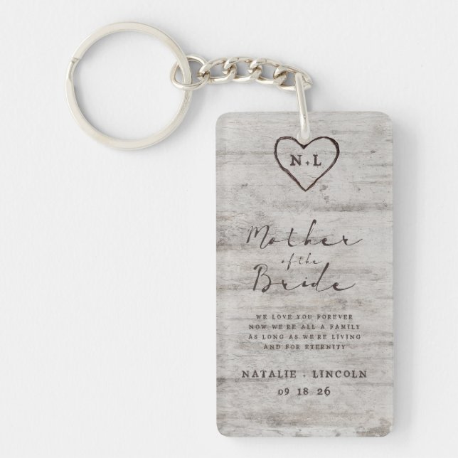 Carved Sweetheart To the Mother of the Bride Quote Keychain (Front)
