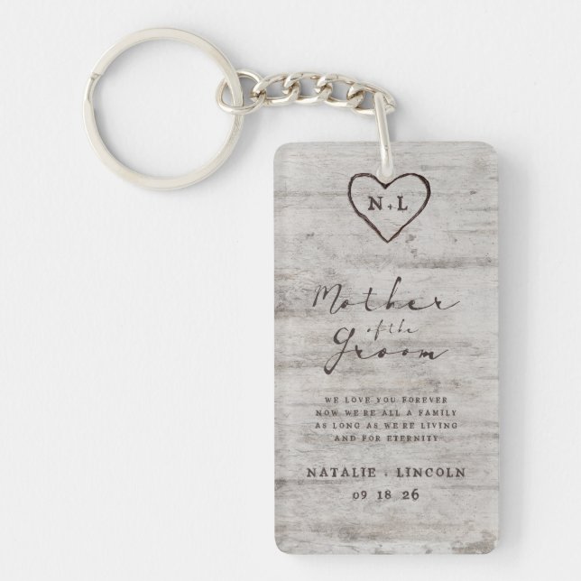Carved Sweetheart To the Mother of the Groom Quote Keychain (Front)