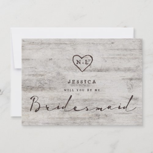 Carved Sweethearts Be My Bridesmaid Proposal Card