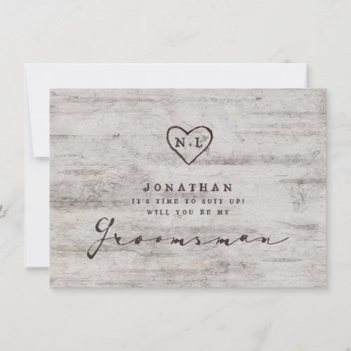 Carved Sweethearts Be My Groomsman Proposal Card