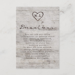 Carved Sweethearts Rustic Birch Wedding Directions Enclosure Card