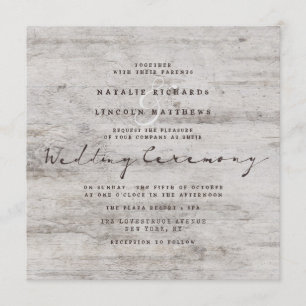 Carved Sweethearts Rustic Birch Wedding Square Invitation