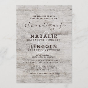 Carved Sweethearts Rustic Birch Wood Tree Wedding Invitation