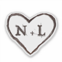 Carved Sweethearts Rustic Heart Initials Monogram