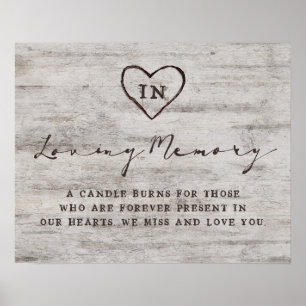 Carved Sweethearts Rustic In Loving Memory Sign