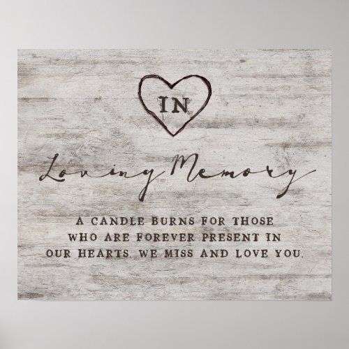 Carved Sweethearts Rustic In Loving Memory Sign