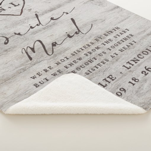 Carved Sweethearts Rustic to the Bridesmaid Quote Sherpa Blanket Zazzle