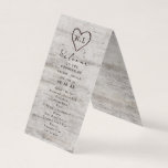 Carved Sweethearts Rustic Wedding Ceremony Program<br><div class="desc">Carved Sweethearts Rustic Birch Wood with Aged Gray & Off White Birch Tree Bark Design, and a distressed patina weathered look. This reclaimed lumber design features the couple's initials carved into the heart shape within the tree. Also, distressed typography country chic fonts, along with an elegant vintage handwriting script font....</div>