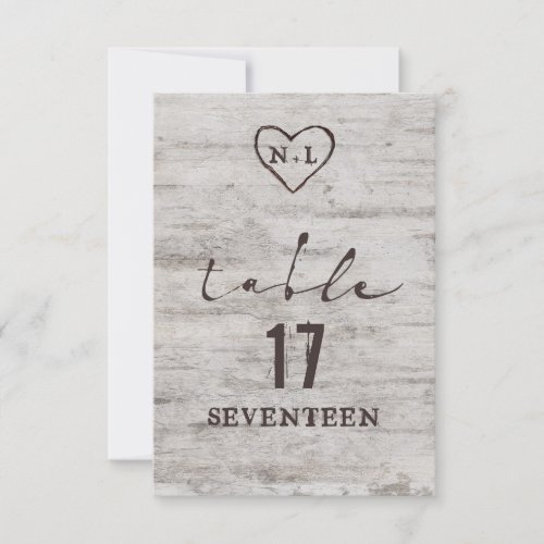 Carved Sweethearts Rustic Wedding Table Numbers