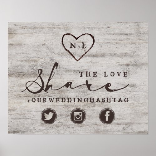 Carved Sweethearts Share the Love Wedding Sign
