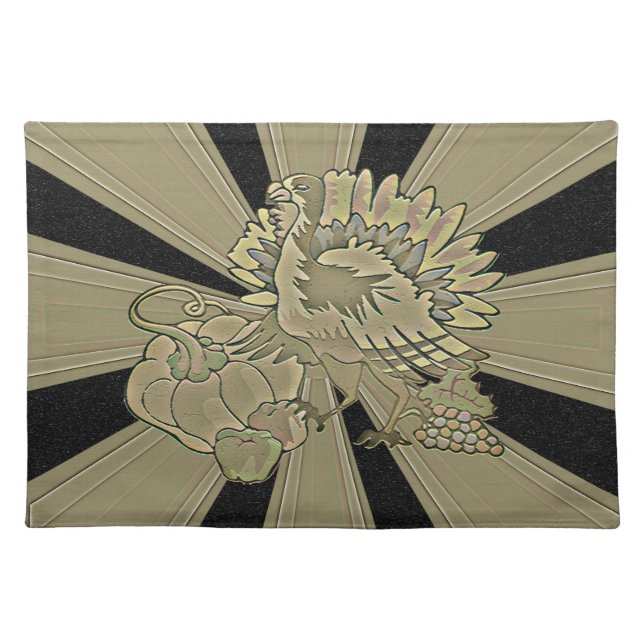 Carved Thanksgiving Turkey - Cloth Placemat (Front)
