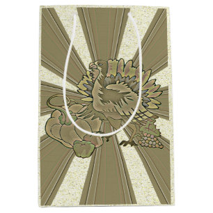 Carved Thanksgiving Turkey - Medium Gift Bag