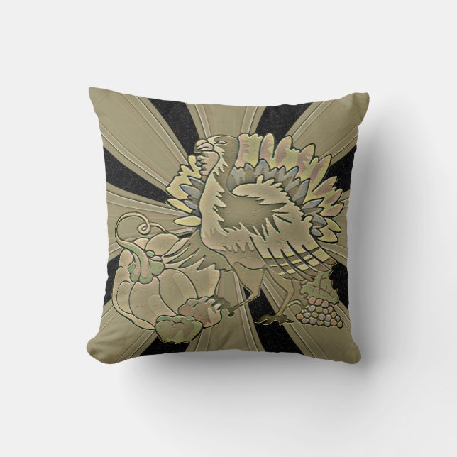 Carved Thanksgiving Turkey - Throw Pillow (Front)