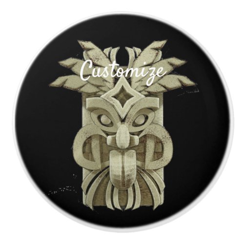 Carved Tiki Sculpture Thunder_Cove Ceramic Knob