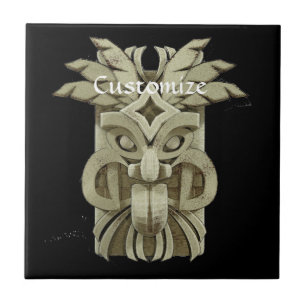 Carved Tiki Sculpture Thunder_Cove Ceramic Tile