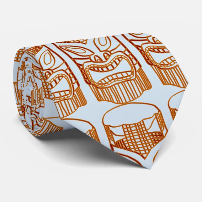 Carved Tiki Sculpture Thunder_Cove Neck Tie (Rolled)
