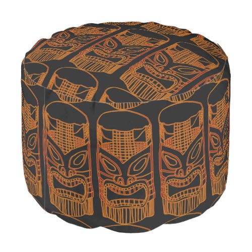 Carved Tiki Sculpture Thunder_Cove Pouf