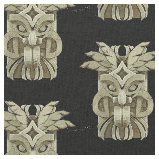 Carved Tiki Sculpture Thunder Fabric