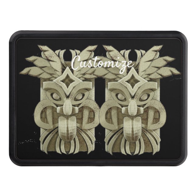 Carved Tiki Sculpture Thunder Hitch Cover (Front)