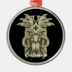 Carved Tiki Sculpture Thunder Metal Ornament