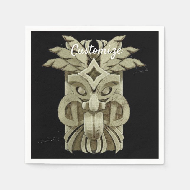 Carved Tiki Sculpture Thunder Napkins (Front)