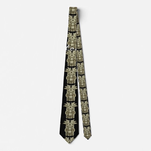 Carved Tiki Sculpture Thunder  Neck Tie (Front)