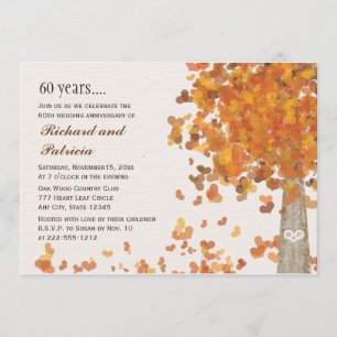 Carved Tree 60th Anniversary Photo Invitations