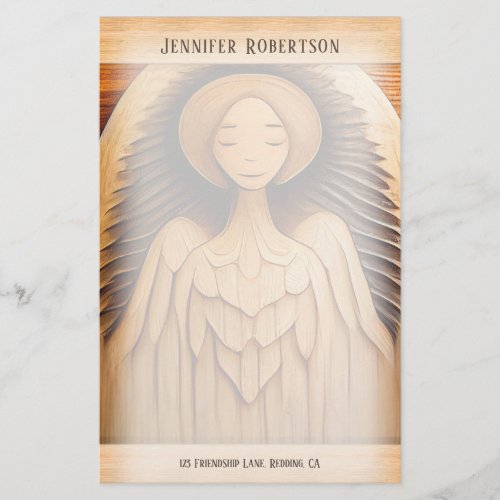 Carved Wood Angel Stationery