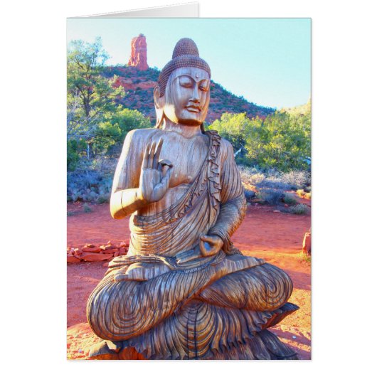 carved wood buddha meditating cards (Front)