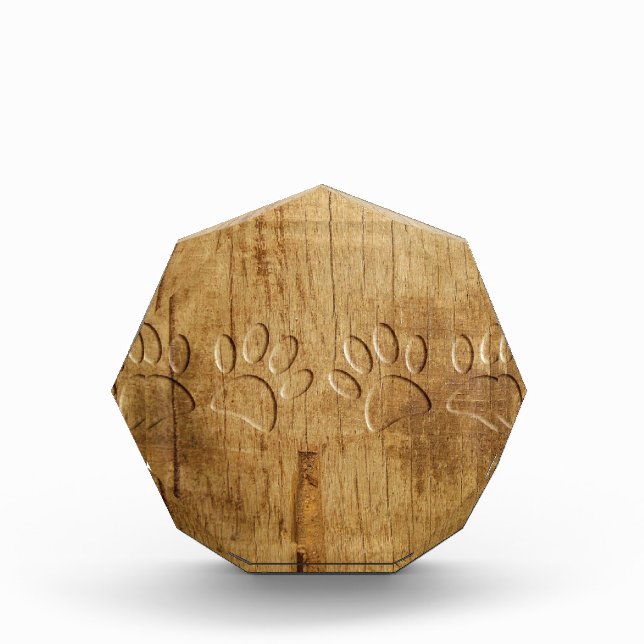 Carved Wood Dog Paw Print Award (Front)