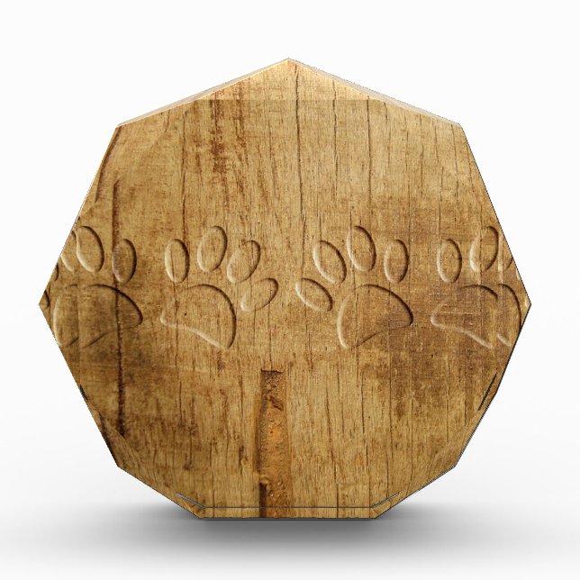 Carved Wood Dog Paw Print Award (Front)