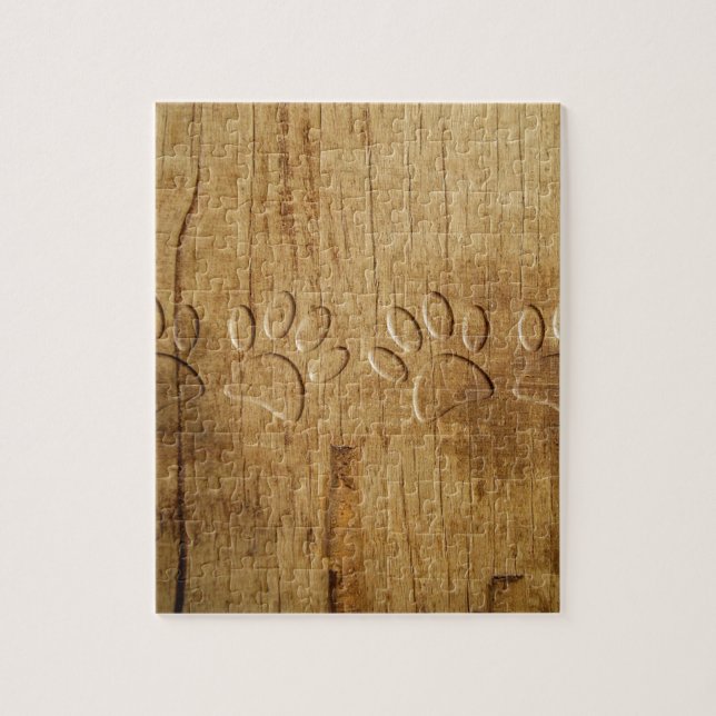 Carved Wood Dog Paw Print Jigsaw Puzzle (Vertical)