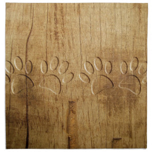 Carved Wood Dog Paw Print Napkin