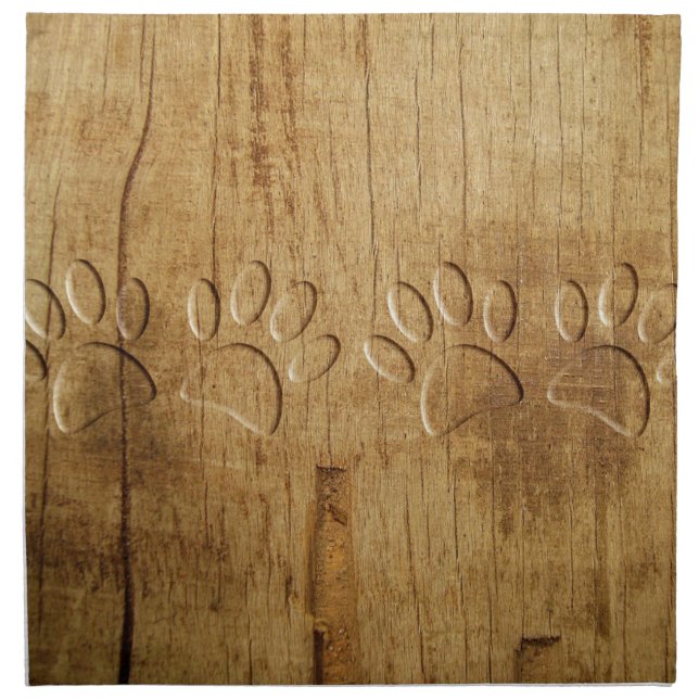 Carved Wood Dog Paw Print Napkin (Front)