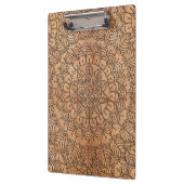 Carved Wood Floral Circles Mandala Personalize Clipboard (Left)