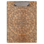 Carved Wood Floral Circles Mandala Personalize Clipboard (Front)
