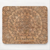 Carved Wood Floral Circles Mandala Personalized Mouse Pad (Front)