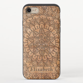 Carved Wood Floral Circles Mandala Personalized iPhone 8/7 Slider Case