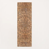 Carved Wood Floral Circles Mandala Personalized Yoga Mat (Front)
