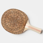 Carved Wood Floral Circles Mandala Ping Pong Paddle (Side)