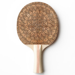 Carved Wood Floral Circles Mandala Ping Pong Paddle