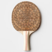Carved Wood Floral Circles Mandalas Ping Pong Paddle (Back)