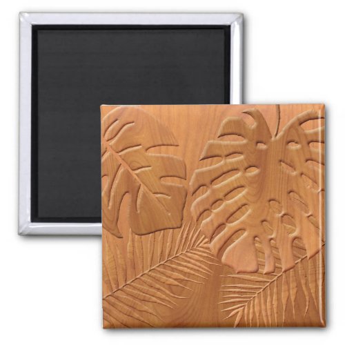 Carved Wood Foliage Faux Print Magnet