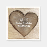 Carved Wood Heart Rustic Wedding Napkins at Zazzle