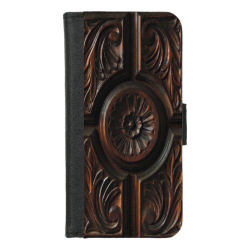 Carved Wood Image iPhone 87 Wallet Case
