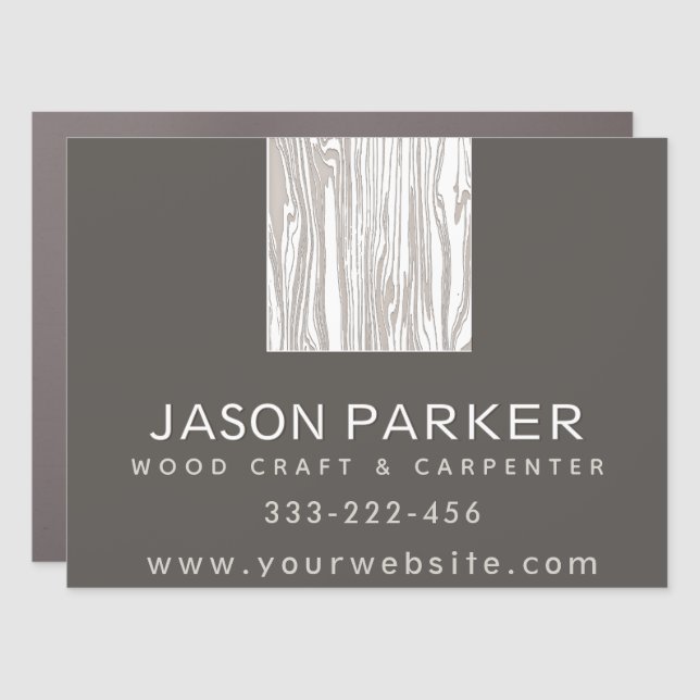 Carved wood modern professional carpenter  car magnet (Front)