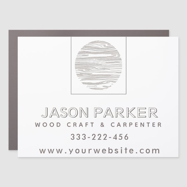 Carved wood modern professional carpenter  car magnet (Front)